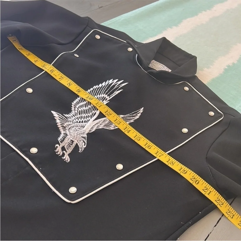 Vintage H Bar C California Ranchwear Embroidered Eagle Bib Front Western Shirt - Picture 8 of 11